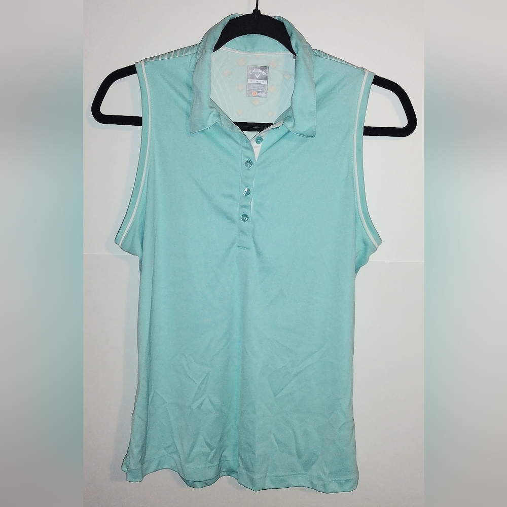 Callaway Women's Polo Style Opti Dri Sleeveless Golf Shirt Size Medium